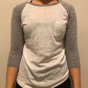 CUTE GREY AND WHITE BASEBALL SHIRT!!